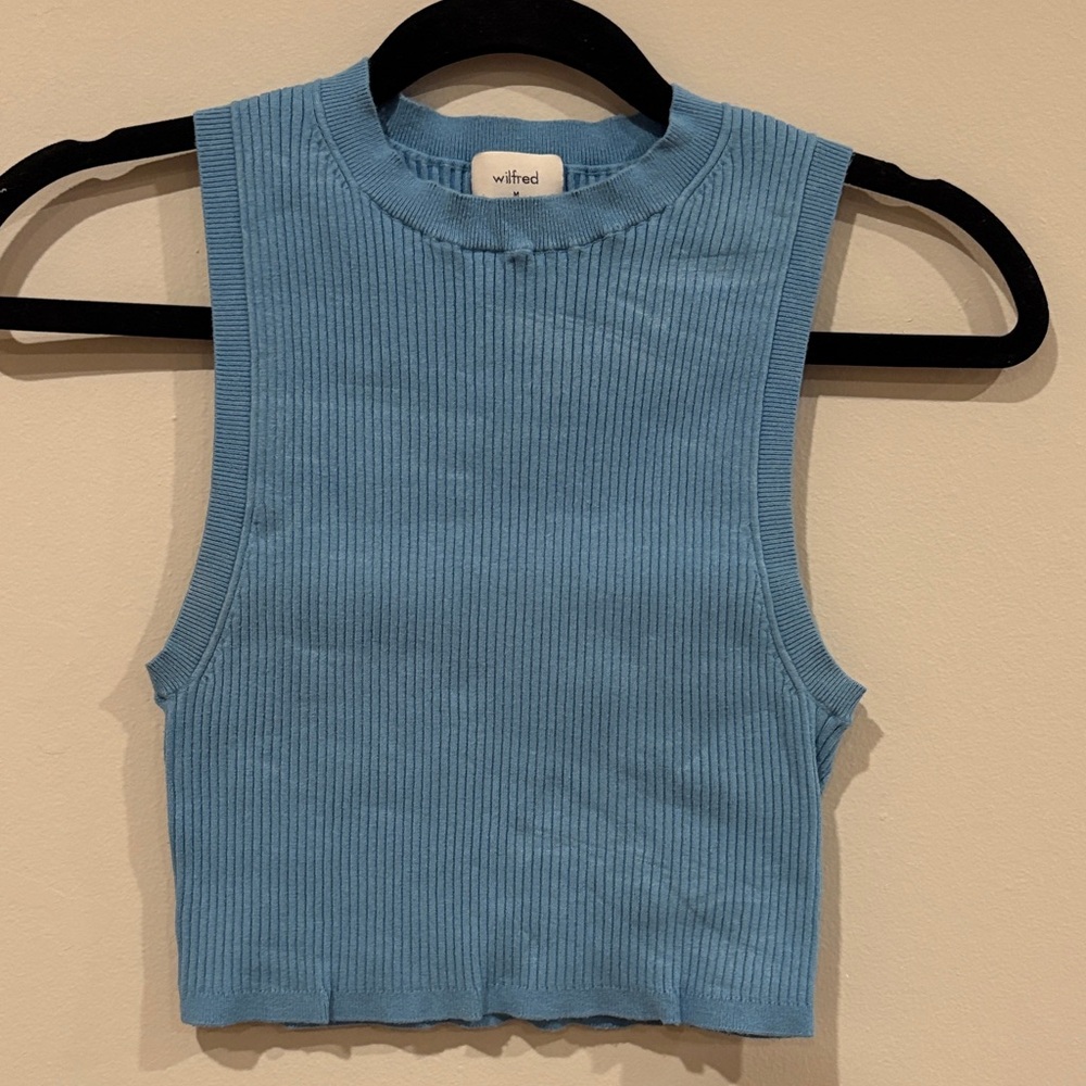 Wilfred Sky Blue Ribbed Crop Top